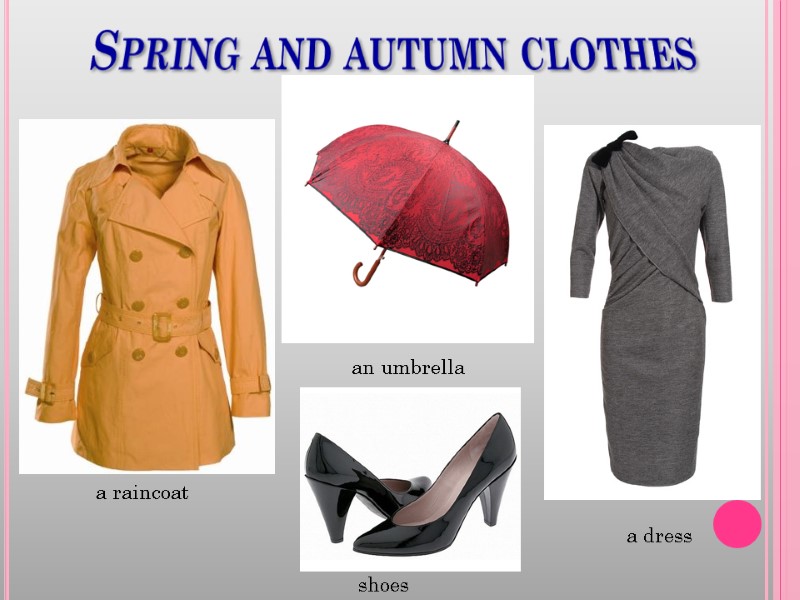 Spring and autumn clothes a raincoat a dress shoes an umbrella